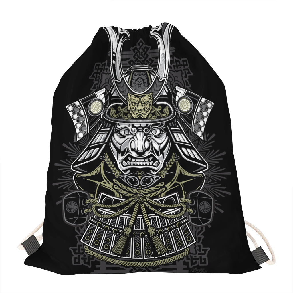 Japanese Samurai Warrior Print Drawstring Bag