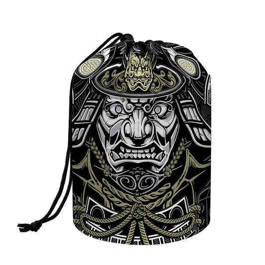 Japanese Samurai Warrior Print Drawstring Makeup Bag