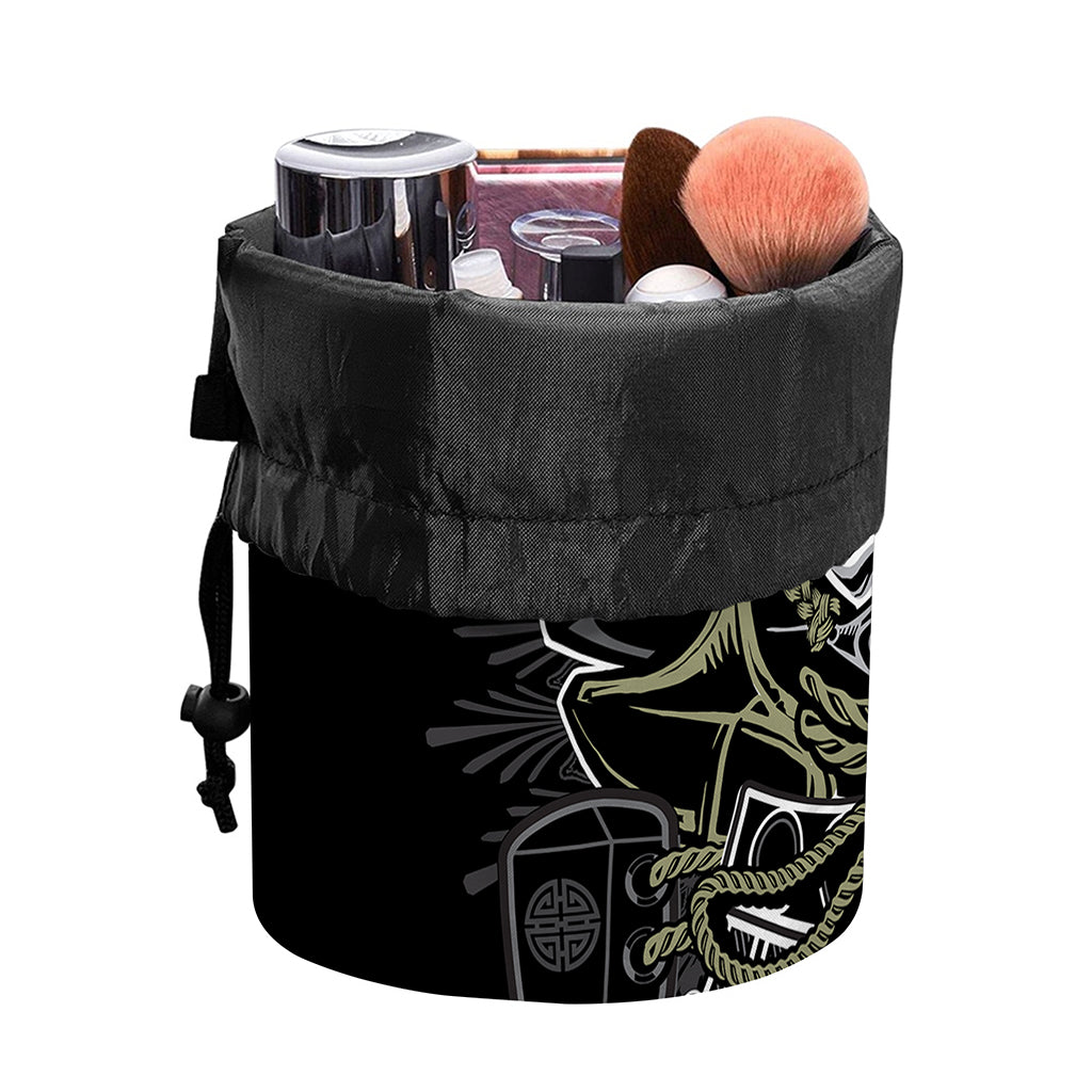 Japanese Samurai Warrior Print Drawstring Makeup Bag