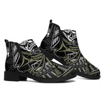 Japanese Samurai Warrior Print Flat Ankle Boots
