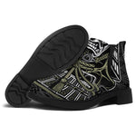 Japanese Samurai Warrior Print Flat Ankle Boots