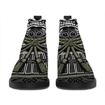 Japanese Samurai Warrior Print Flat Ankle Boots