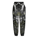 Japanese Samurai Warrior Print Fleece Lined Knit Pants