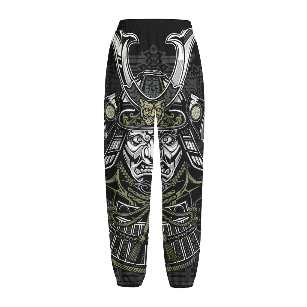 Japanese Samurai Warrior Print Fleece Lined Knit Pants