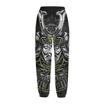 Japanese Samurai Warrior Print Fleece Lined Knit Pants