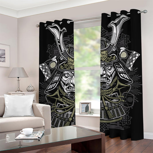Japanese Samurai Warrior Print Grommet Curtains