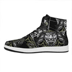 Japanese Samurai Warrior Print High Top Leather Sneakers