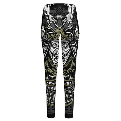 Japanese Samurai Warrior Print High-Waisted Pocket Leggings