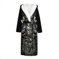 Japanese Samurai Warrior Print Hooded Bathrobe