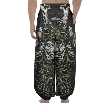 Japanese Samurai Warrior Print Lantern Pants