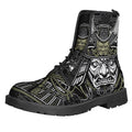 Japanese Samurai Warrior Print Lace-Up Boots