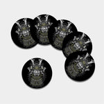 Japanese Samurai Warrior Print Leather Coaster Set