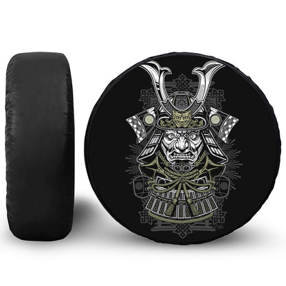 Japanese Samurai Warrior Print Leather Spare Tire Cover