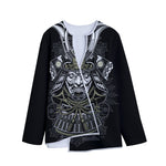 Japanese Samurai Warrior Print Long Sleeve Short Coat