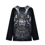 Japanese Samurai Warrior Print Long Sleeve Short Coat