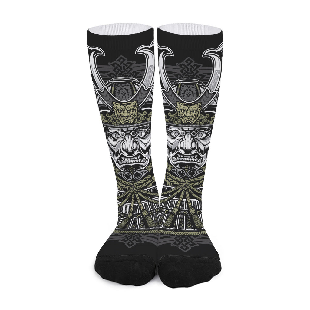 Japanese Samurai Warrior Print Long Socks