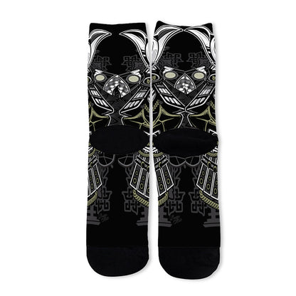 Japanese Samurai Warrior Print Long Socks