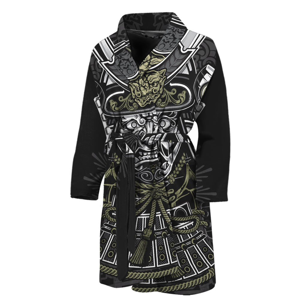 Japanese Samurai Warrior Print Men's Bathrobe