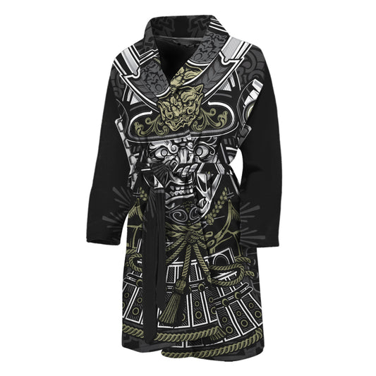 Japanese Samurai Warrior Print Men's Bathrobe