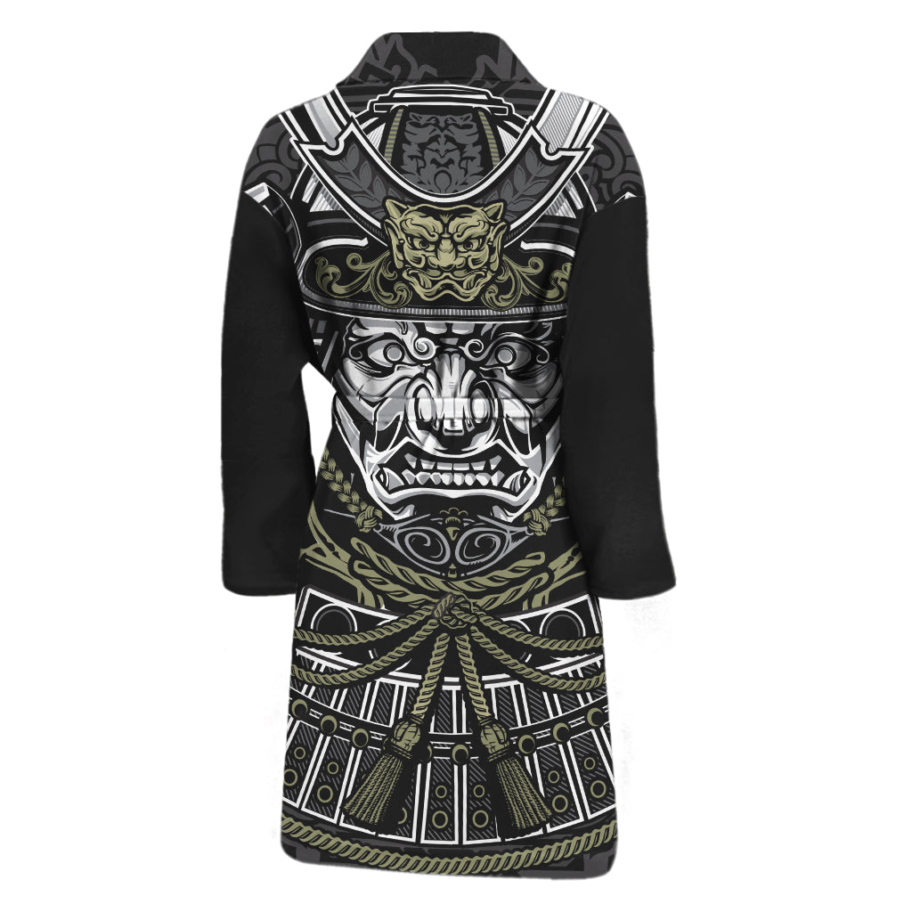 Japanese Samurai Warrior Print Men's Bathrobe