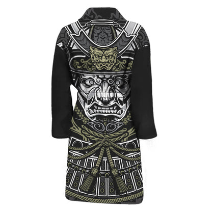 Japanese Samurai Warrior Print Men's Bathrobe