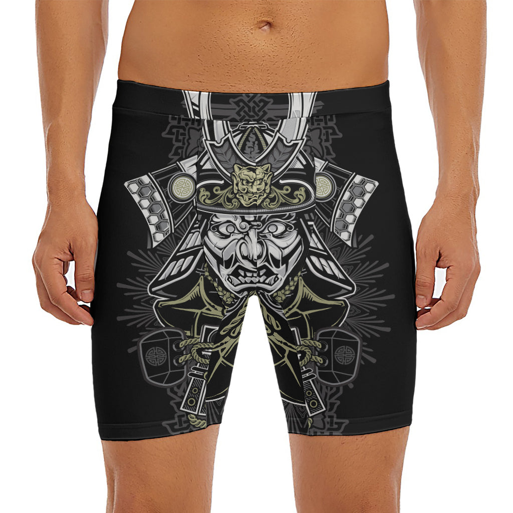 Japanese Samurai Warrior Print Men's Long Boxer Briefs