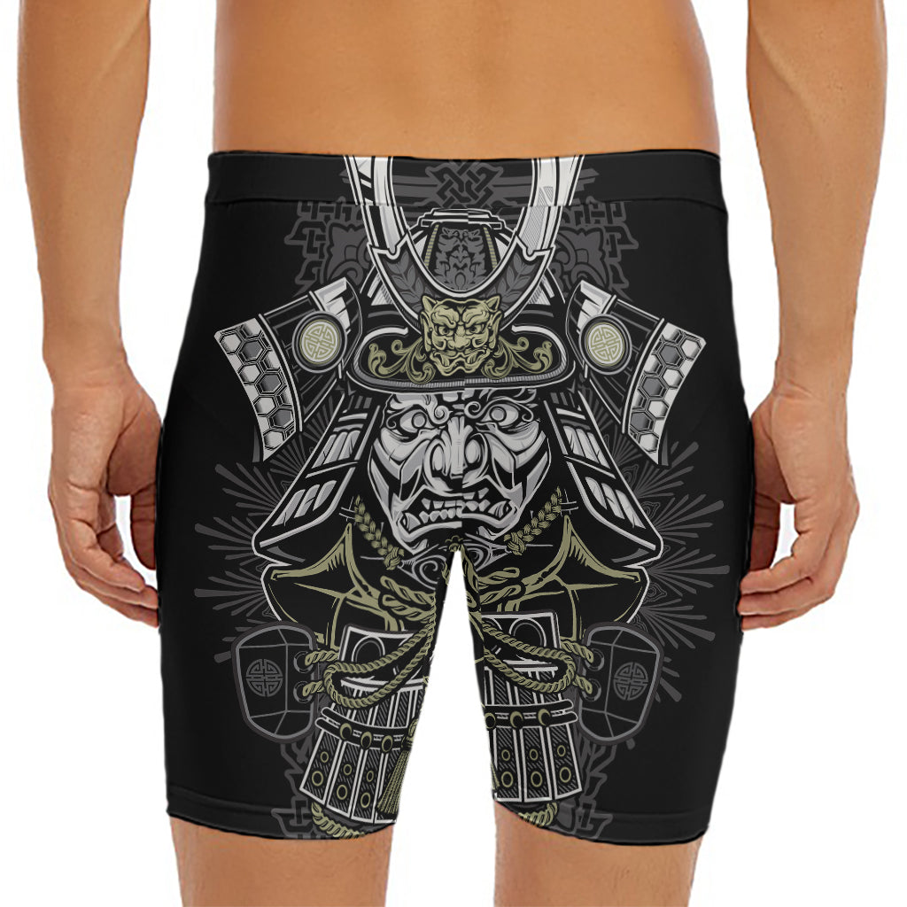 Japanese Samurai Warrior Print Men's Long Boxer Briefs