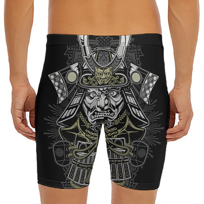 Japanese Samurai Warrior Print Men's Long Boxer Briefs