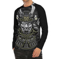 Japanese Samurai Warrior Print Men's Long Sleeve Rash Guard