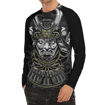 Japanese Samurai Warrior Print Men's Long Sleeve Rash Guard