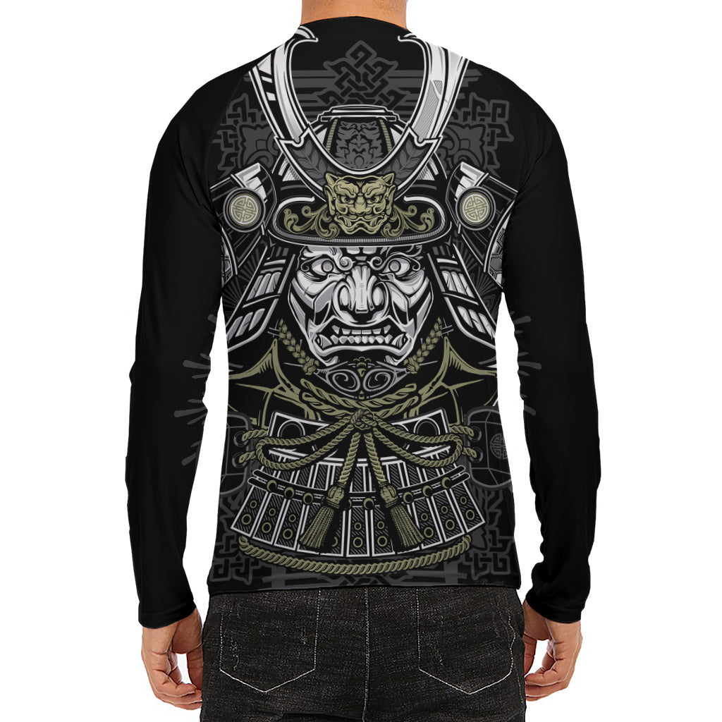 Japanese Samurai Warrior Print Men's Long Sleeve Rash Guard
