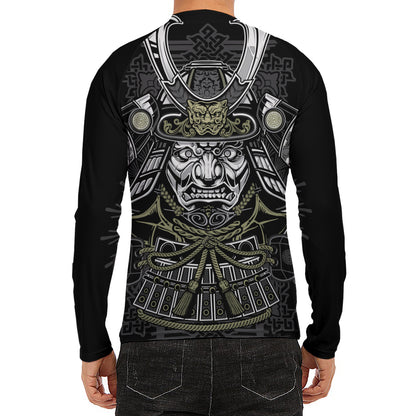Japanese Samurai Warrior Print Men's Long Sleeve Rash Guard