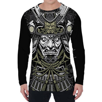 Japanese Samurai Warrior Print Men's Long Sleeve T-Shirt