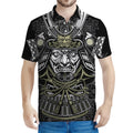 Japanese Samurai Warrior Print Men's Polo Shirt