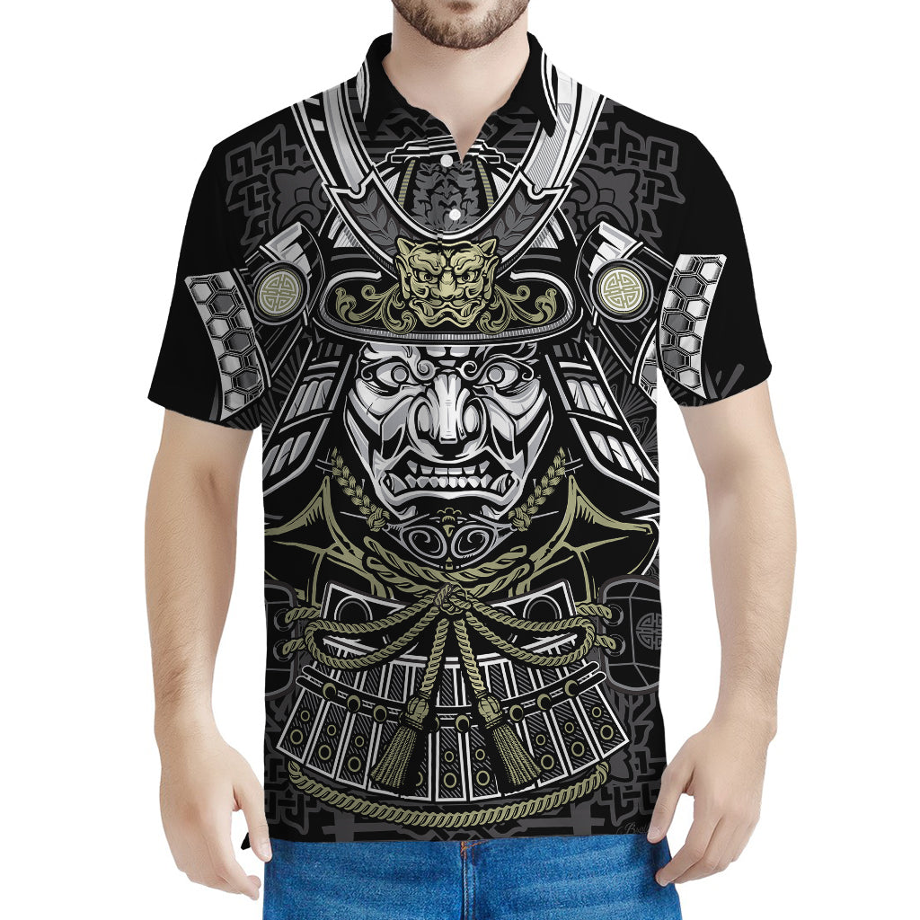 Japanese Samurai Warrior Print Men's Polo Shirt