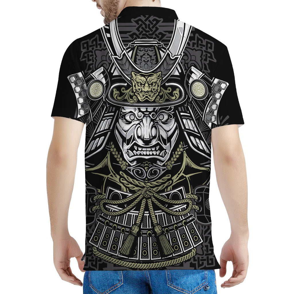 Japanese Samurai Warrior Print Men's Polo Shirt