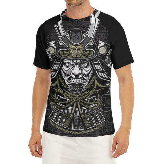 Japanese Samurai Warrior Print Men's Short Sleeve Rash Guard