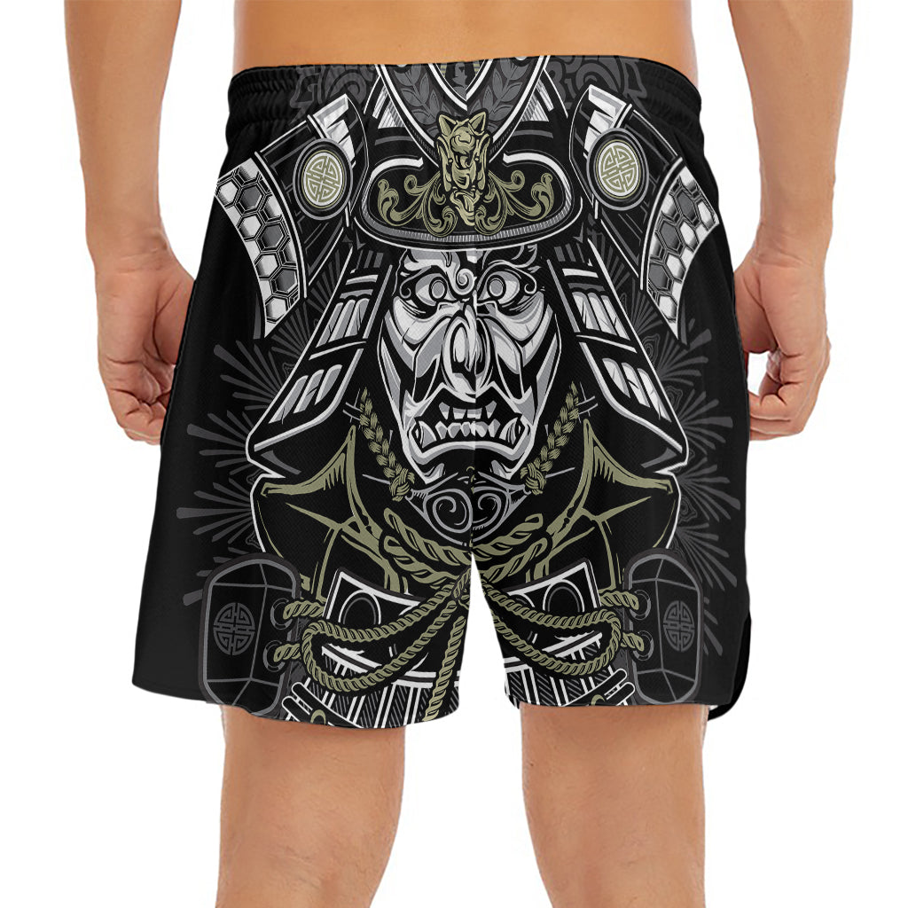 Japanese Samurai Warrior Print Men's Split Running Shorts