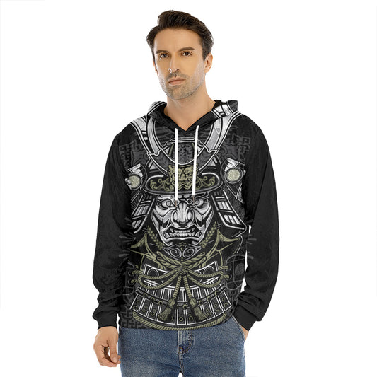 Japanese Samurai Warrior Print Men's Velvet Pullover Hoodie