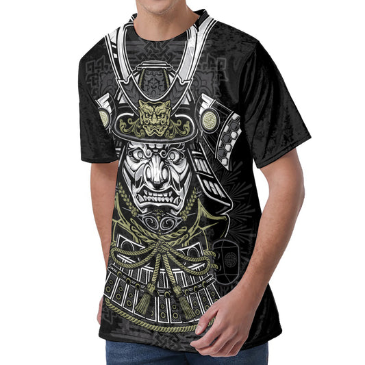 Japanese Samurai Warrior Print Men's Velvet T-Shirt