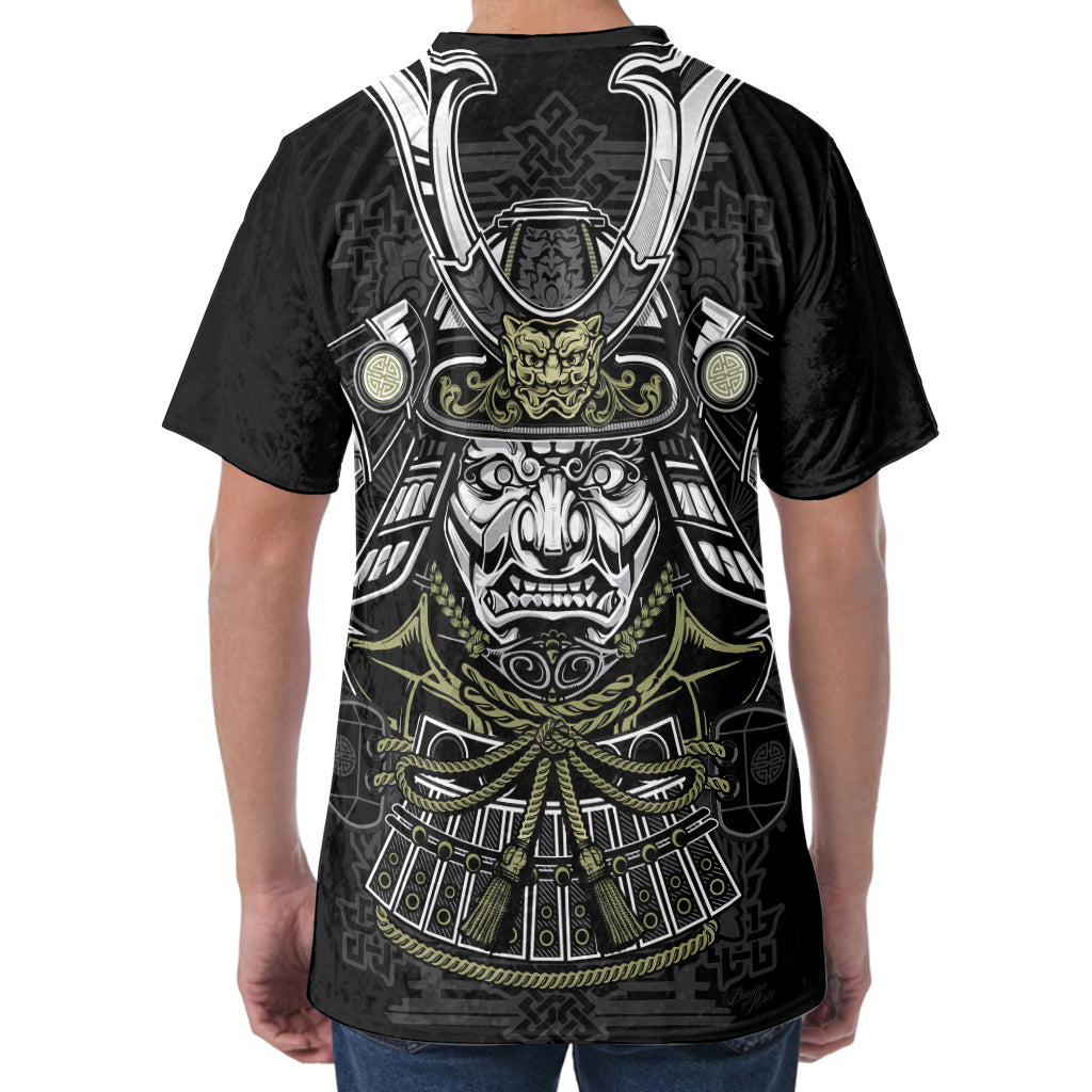 Japanese Samurai Warrior Print Men's Velvet T-Shirt