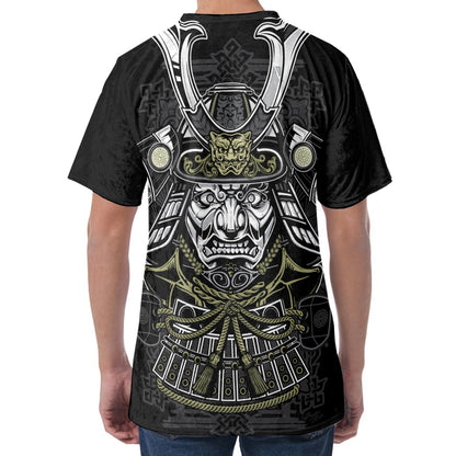 Japanese Samurai Warrior Print Men's Velvet T-Shirt