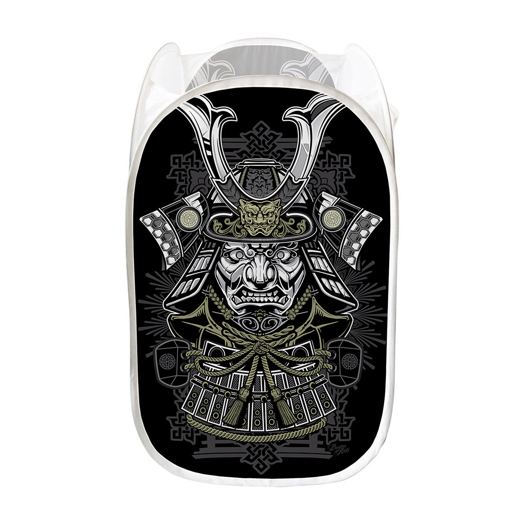 Japanese Samurai Warrior Print Mesh Laundry Hamper