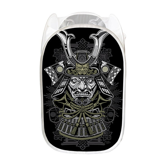 Japanese Samurai Warrior Print Mesh Laundry Hamper