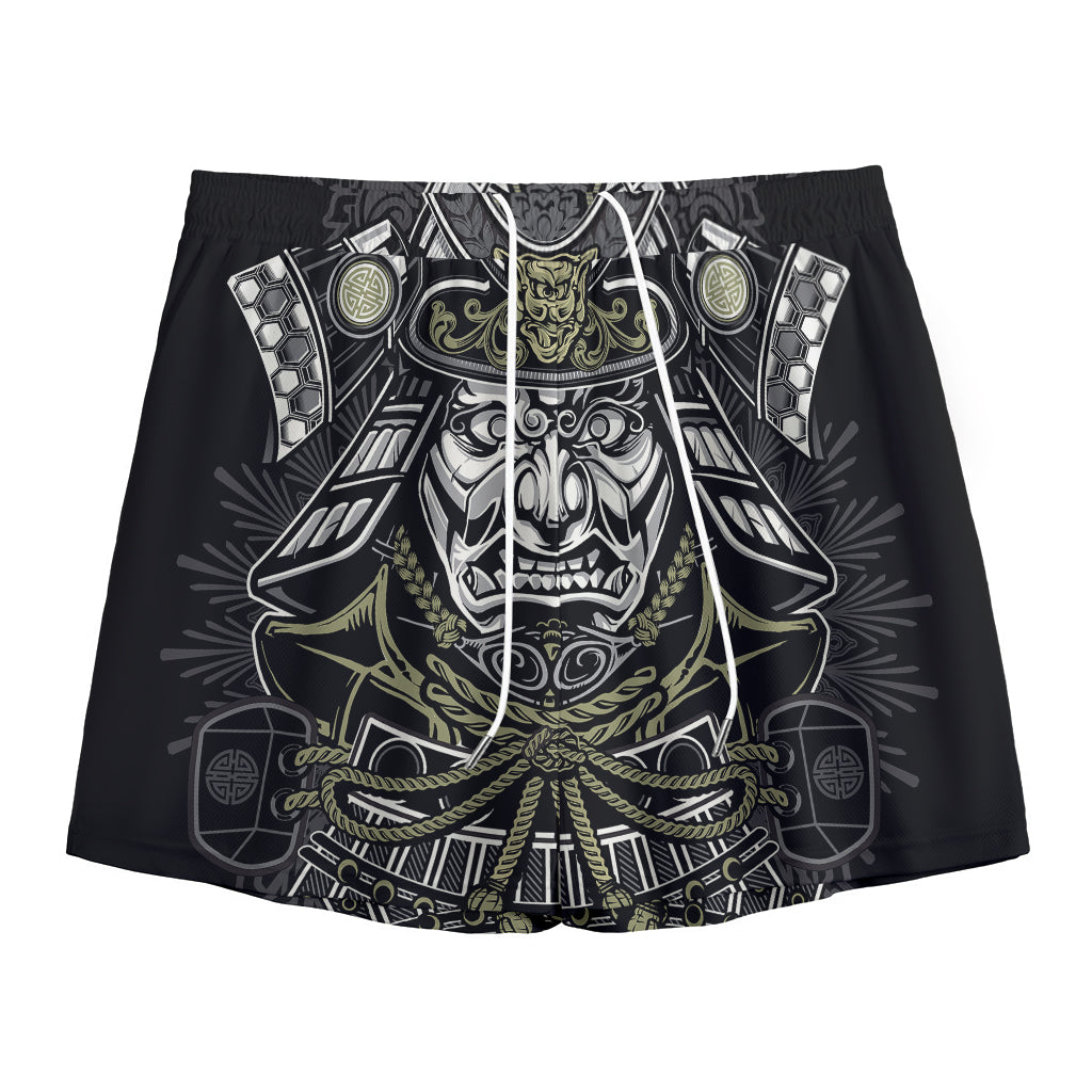 Japanese Samurai Warrior Print Mesh Shorts