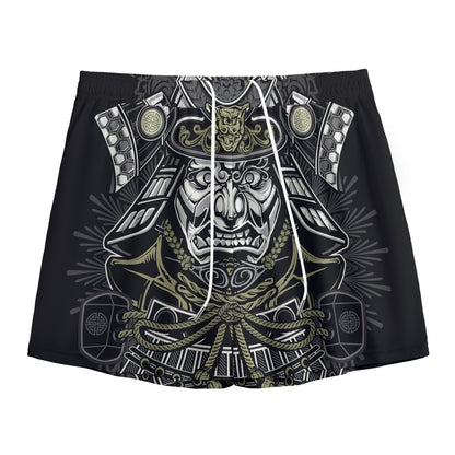 Japanese Samurai Warrior Print Mesh Shorts