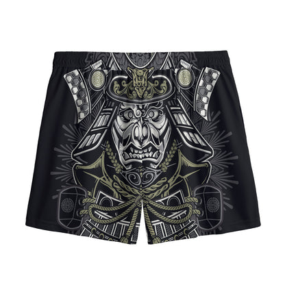 Japanese Samurai Warrior Print Mesh Shorts