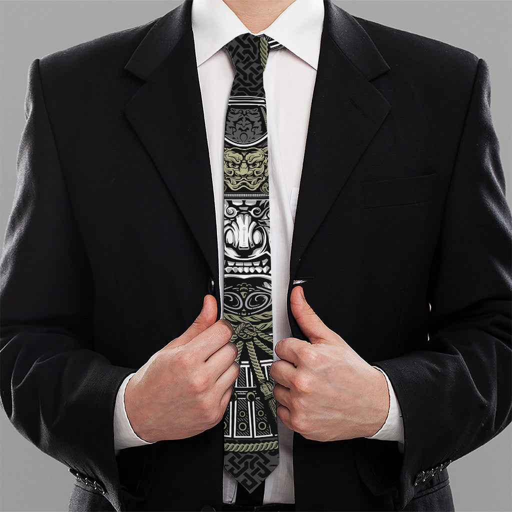 Japanese Samurai Warrior Print Necktie