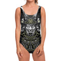 Japanese Samurai Warrior Print One Piece Swimsuit