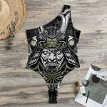 Japanese Samurai Warrior Print One Shoulder Bodysuit